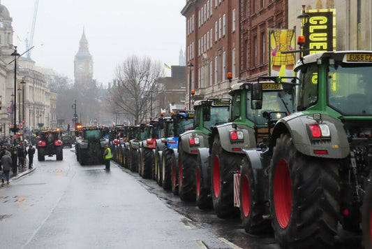 Tractors on Whitehall, Houses of Parliament in the background © Copyright Philip Halling